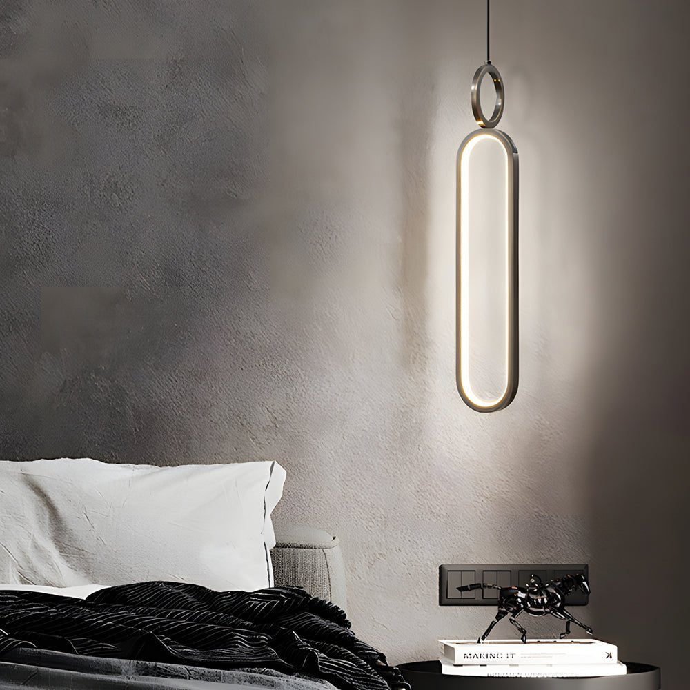 Minimalist Long Oval LED Pendant Light with Dimming - Copper Modern Design