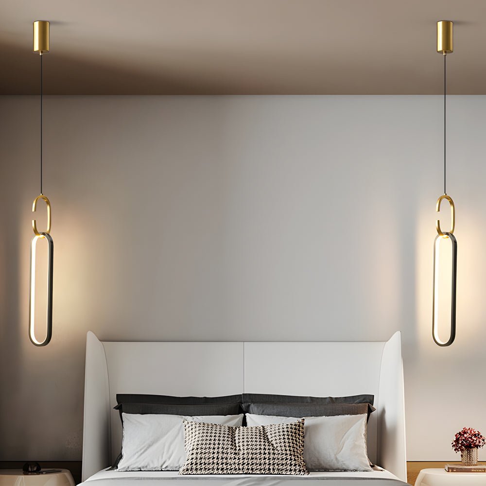 Minimalist Long Oval LED Pendant Light with Dimming - Copper Modern Design