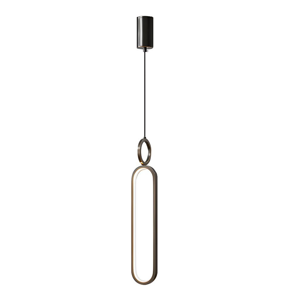 Minimalist Long Oval LED Pendant Light with Dimming - Copper Modern Design