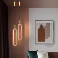 Minimalist Long Oval LED Pendant Light with Dimming - Copper Modern Design