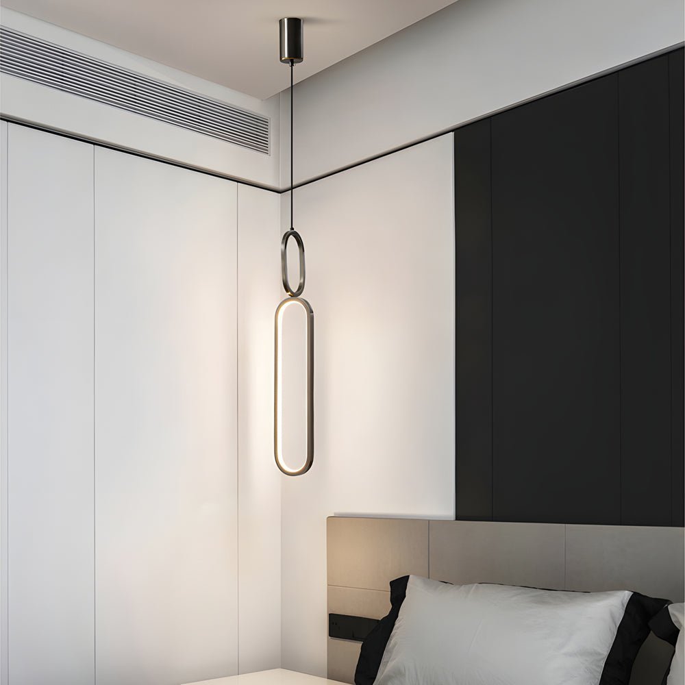 Minimalist Long Oval LED Pendant Light with Dimming - Copper Modern Design