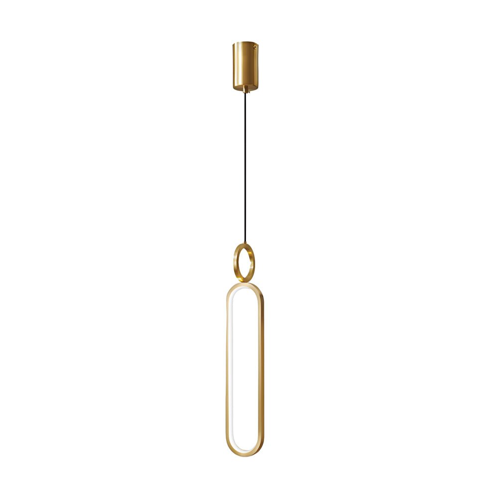 Minimalist Long Oval LED Pendant Light with Dimming - Copper Modern Design