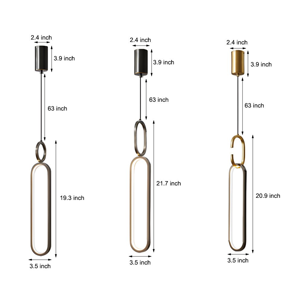 Minimalist Long Oval LED Pendant Light with Dimming - Copper Modern Design