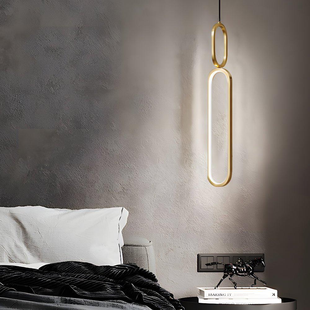 Minimalist Long Oval LED Pendant Light with Dimming - Copper Modern Design