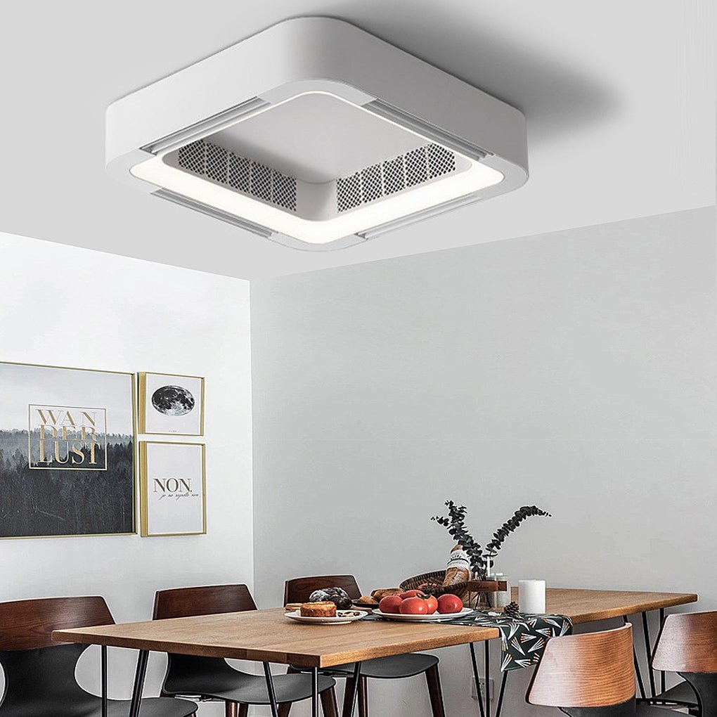 Low Profile Bladeless Ceiling Fan with LED Light Inverter - Modern Home Cooling Solution