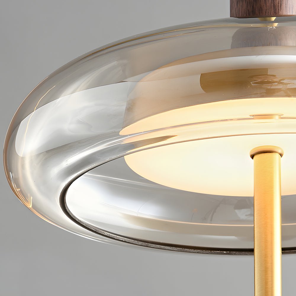 Minimalist Luxury Glass Wood Brass Pendant Light - 3 Step Dimming Nordic Design