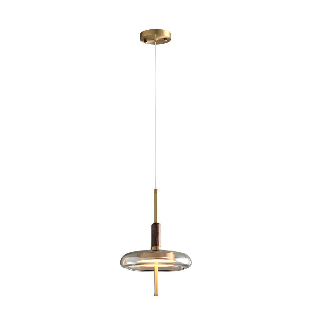 Minimalist Luxury Glass Wood Brass Pendant Light - 3 Step Dimming Nordic Design