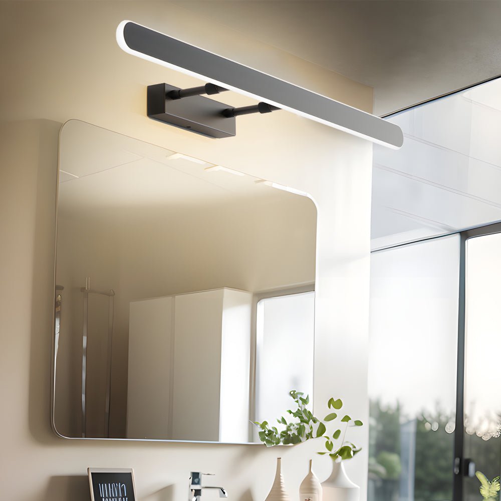 Minimalist Matte Black LED Bathroom Vanity Light Bar with Acrylic Surround Lighting, Modern Wall Sconce for Vanity, Energy-Efficient Bathroom Lighting Fixture, Stylish Home Decor, Easy Installation, Dimmable LED Lights, Contemporary Bathroom Design, Warm
