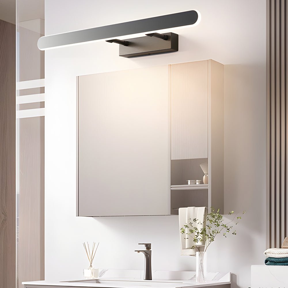 Minimalist Matte Black LED Bathroom Vanity Light Bar with Acrylic Surround Lighting, Modern Wall Sconce for Vanity, Energy-Efficient Bathroom Lighting Fixture, Stylish Home Decor, Easy Installation, Dimmable LED Lights, Contemporary Bathroom Design, Warm
