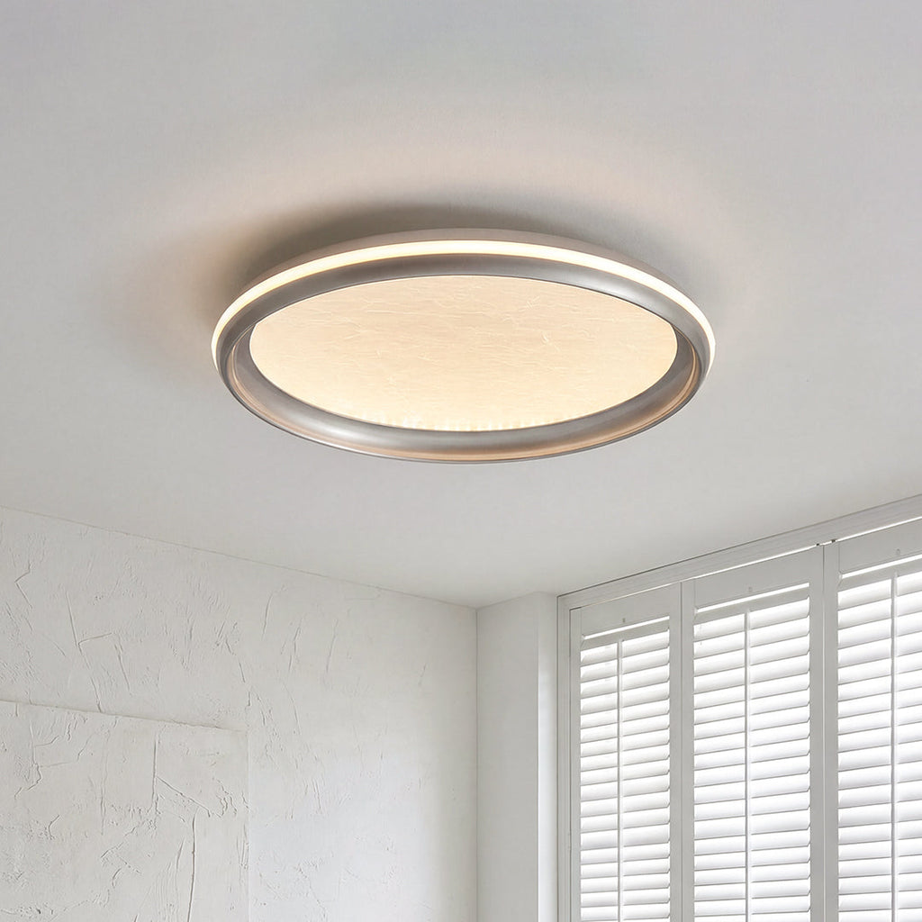 Metal Flush Mount Light - Silver Finish White Acrylic Ceiling Light