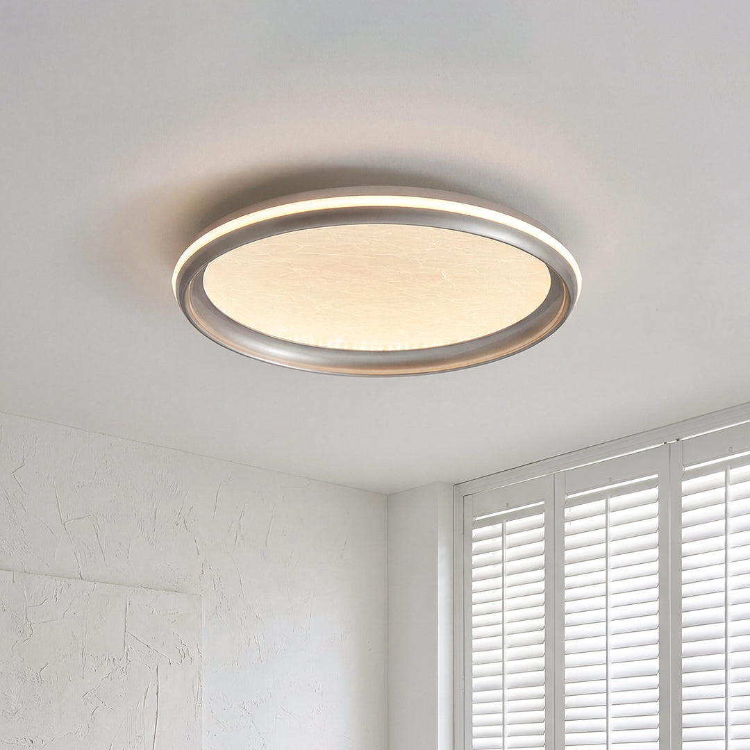 Metal Flush Mount Light - Silver Finish White Acrylic Ceiling Light