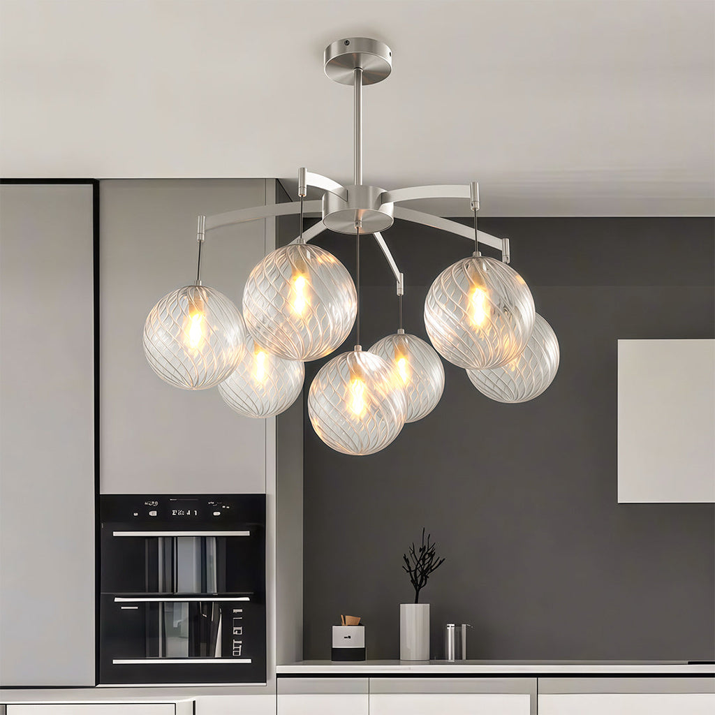 Modern Glass Ball Chandelier - Full Copper Ceiling Light