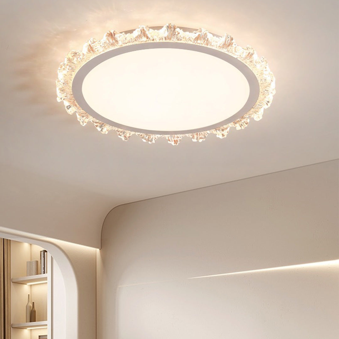 White Round LED Ceiling Light - Ultra-Thin Flush Mount, Full Spectrum Lighting