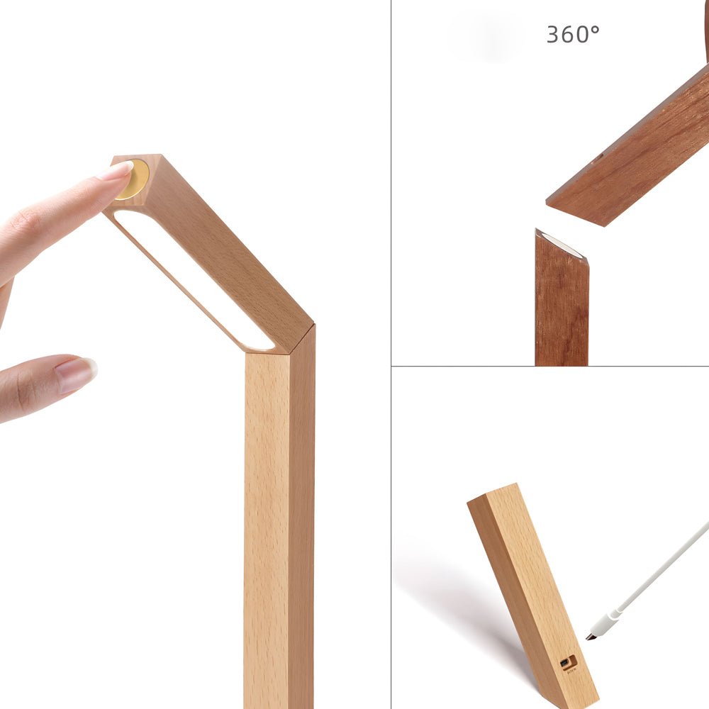 Nordic LED Desk Light - Dual Magnetic Touch Control Wooden Lamp