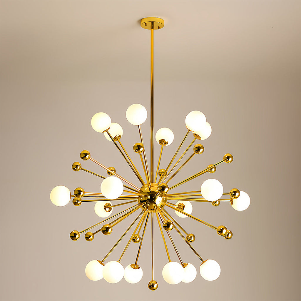 12-Light Sputnik Chandelier - Nordic Gold Iron LED Ceiling Light