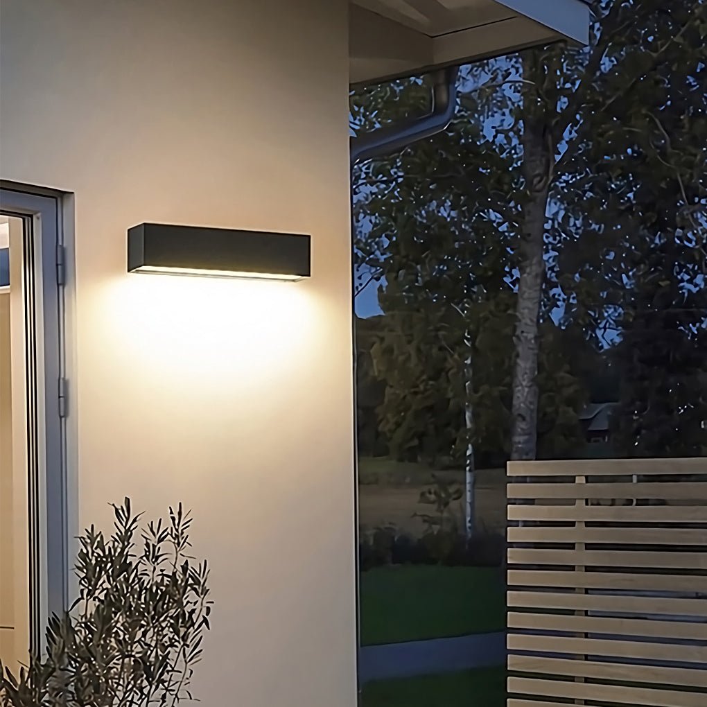 Matte Black Rectangle Outdoor LED Wall Light - Porch Lighting