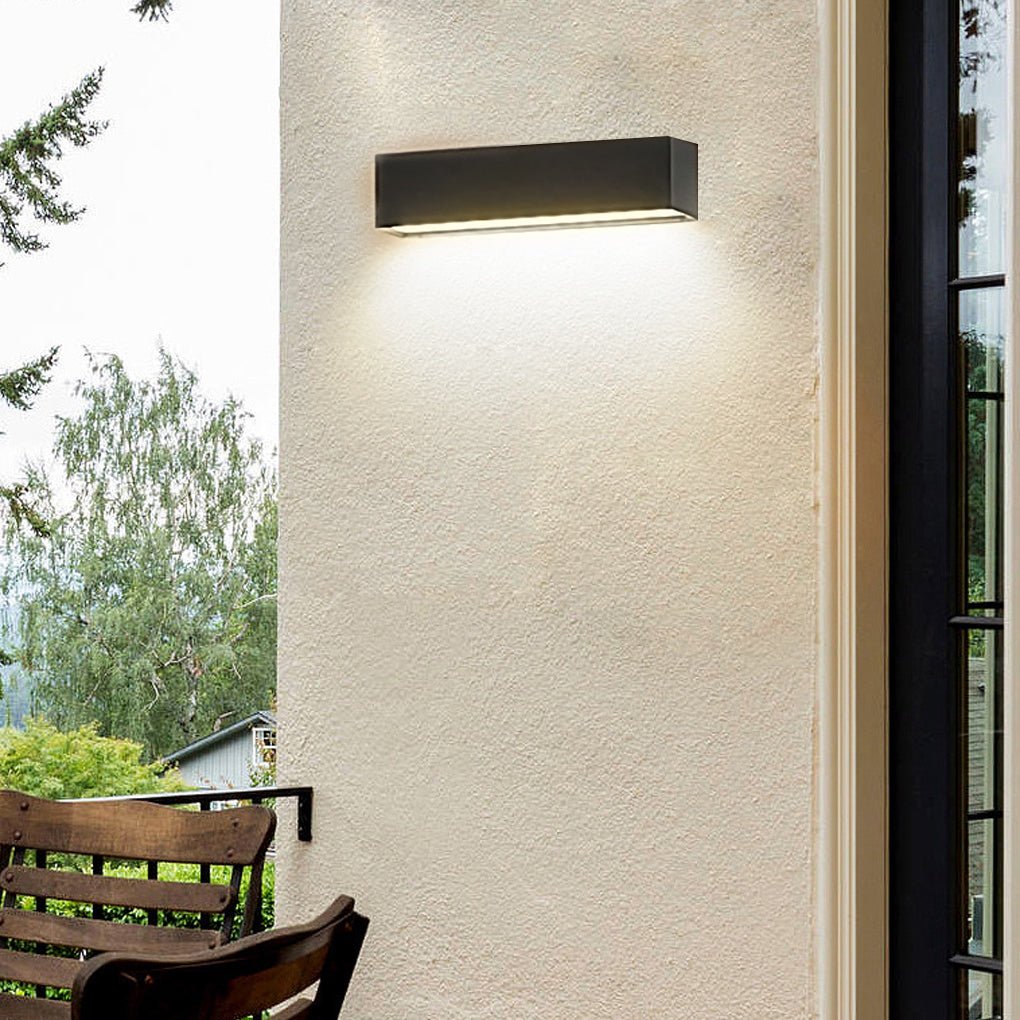 Matte Black Rectangle Outdoor LED Wall Light - Porch Lighting