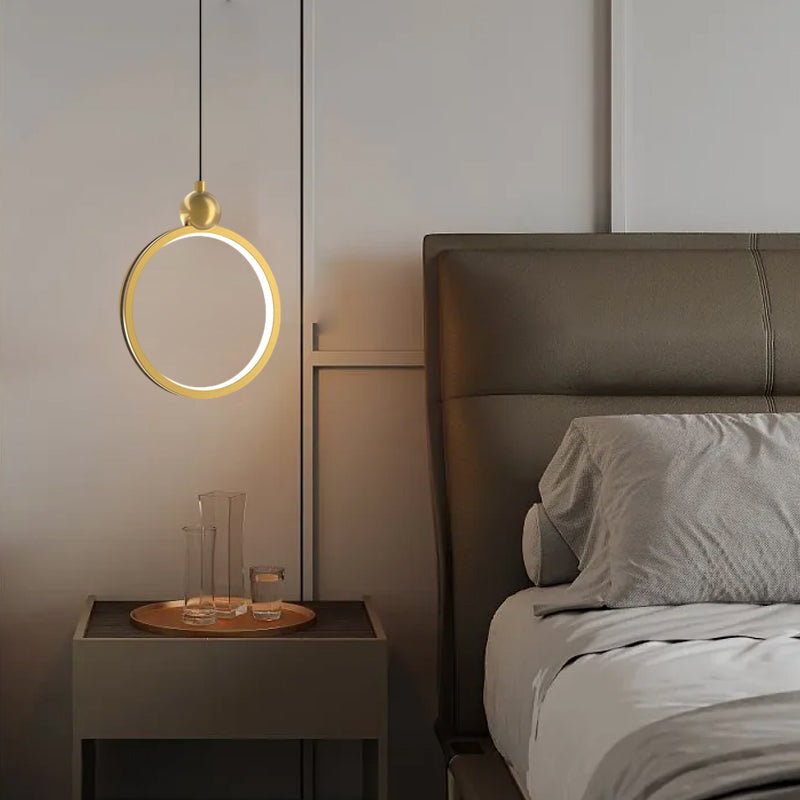 Minimalist LED Pendant Light - Dimmable Aluminum & Leather Modern Design