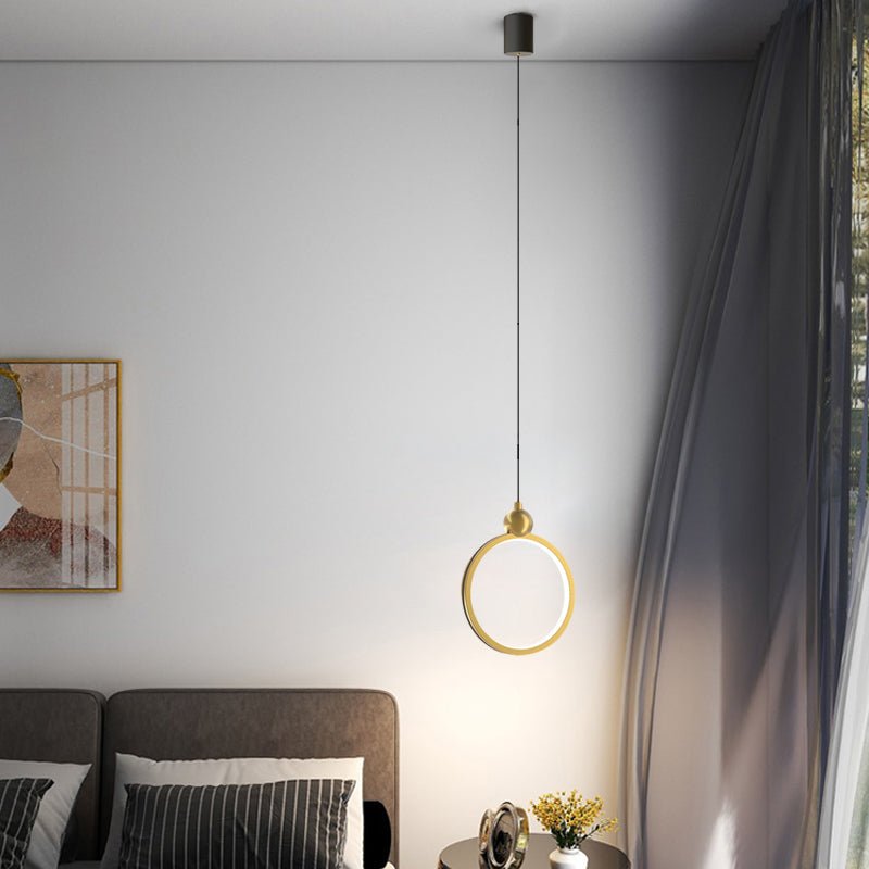 Minimalist LED Pendant Light - Dimmable Aluminum & Leather Modern Design