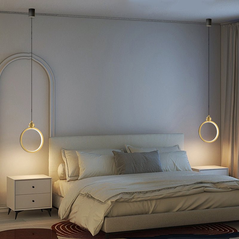 Minimalist LED Pendant Light - Dimmable Aluminum & Leather Modern Design