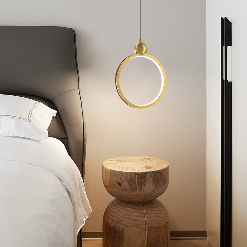Minimalist LED Pendant Light - Dimmable Aluminum & Leather Modern Design
