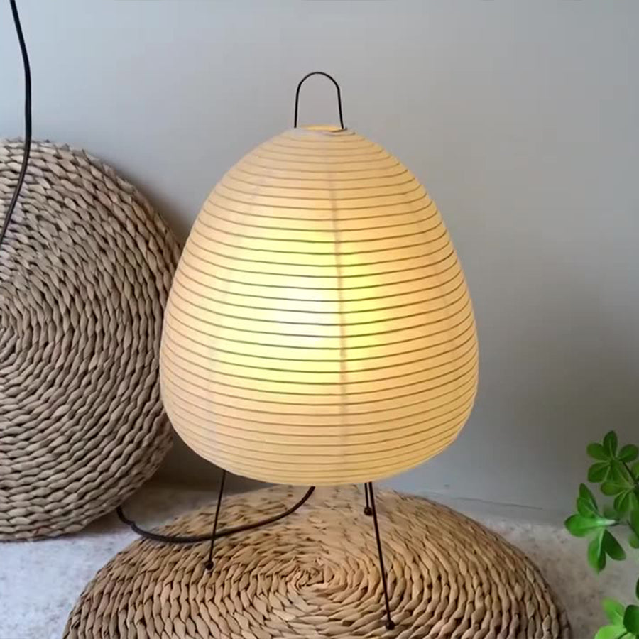 Rice Paper Table Lamp - Minimalist Wabi-Sabi Light Design