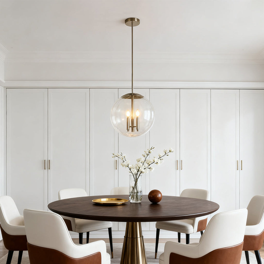 Glass Orb Pendant Light - Contemporary Chic Silver Ceiling Fixture