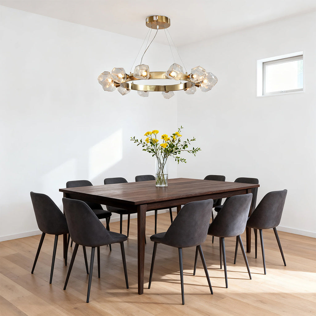 Gold Round Chandelier with Polished Brass Ceiling Light