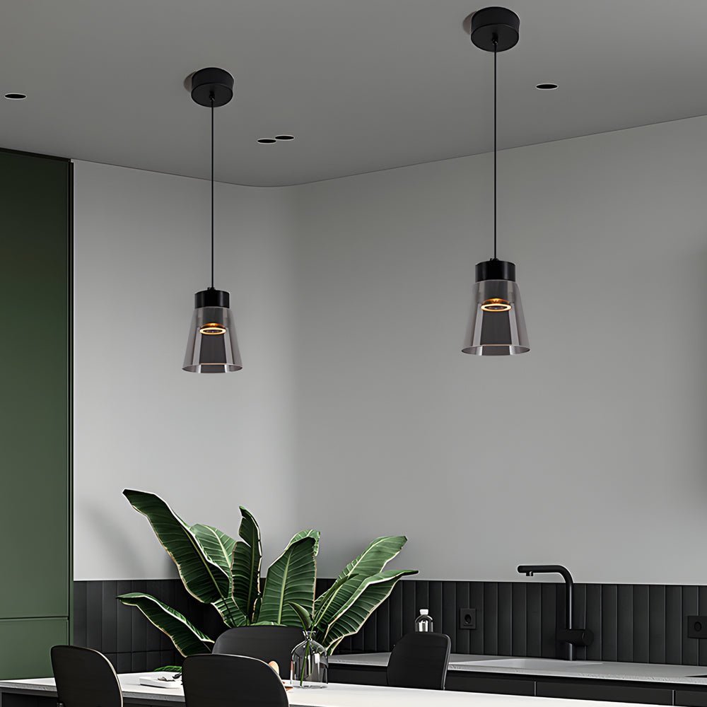 Minimalist Smoke Gray Glass Shade Pendant Light Chandelier