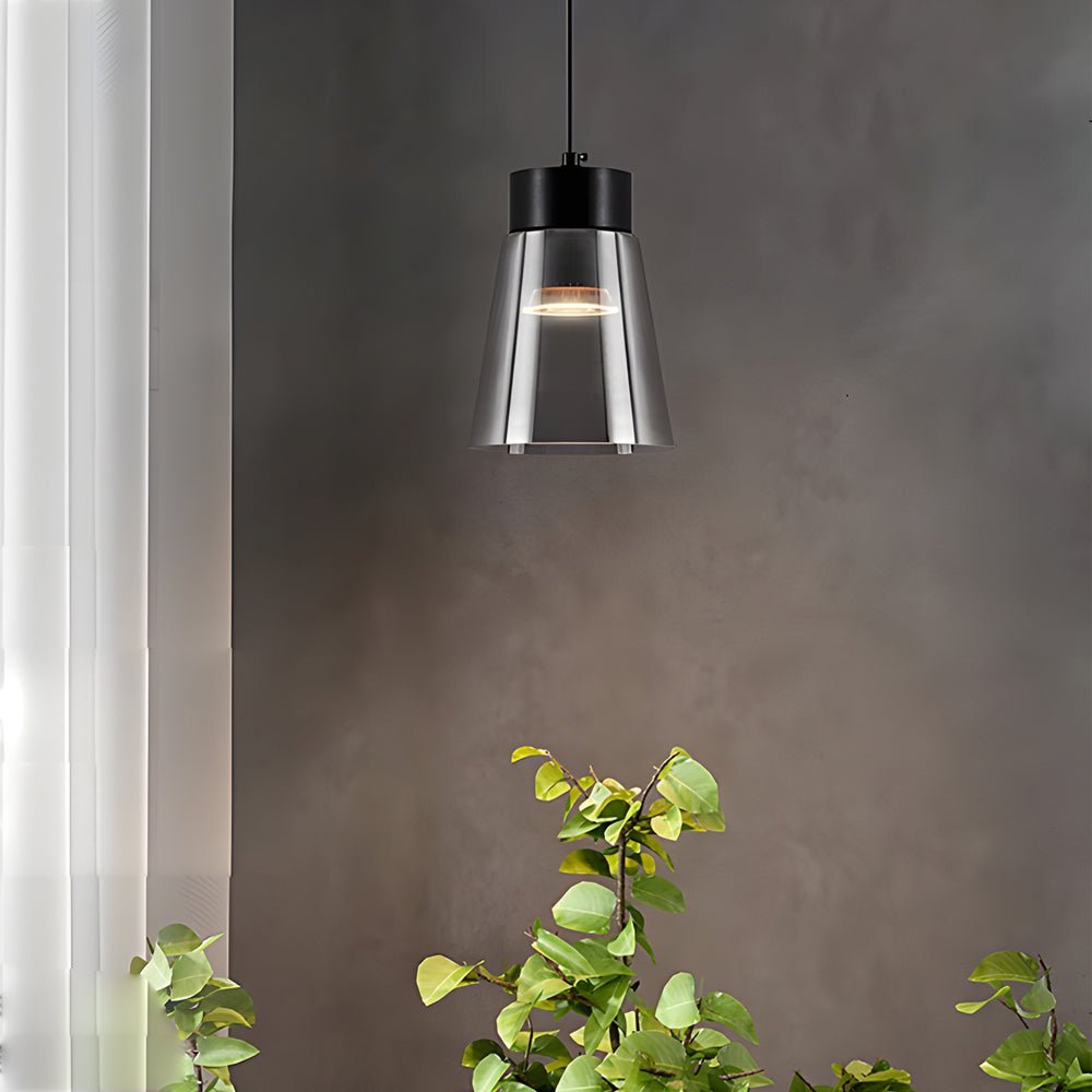 Minimalist Smoke Gray Glass Shade Pendant Light Chandelier