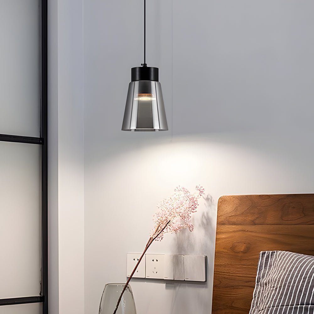Minimalist Smoke Gray Glass Shade Pendant Light Chandelier