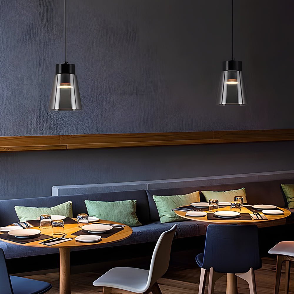 Minimalist Smoke Gray Glass Shade Pendant Light Chandelier
