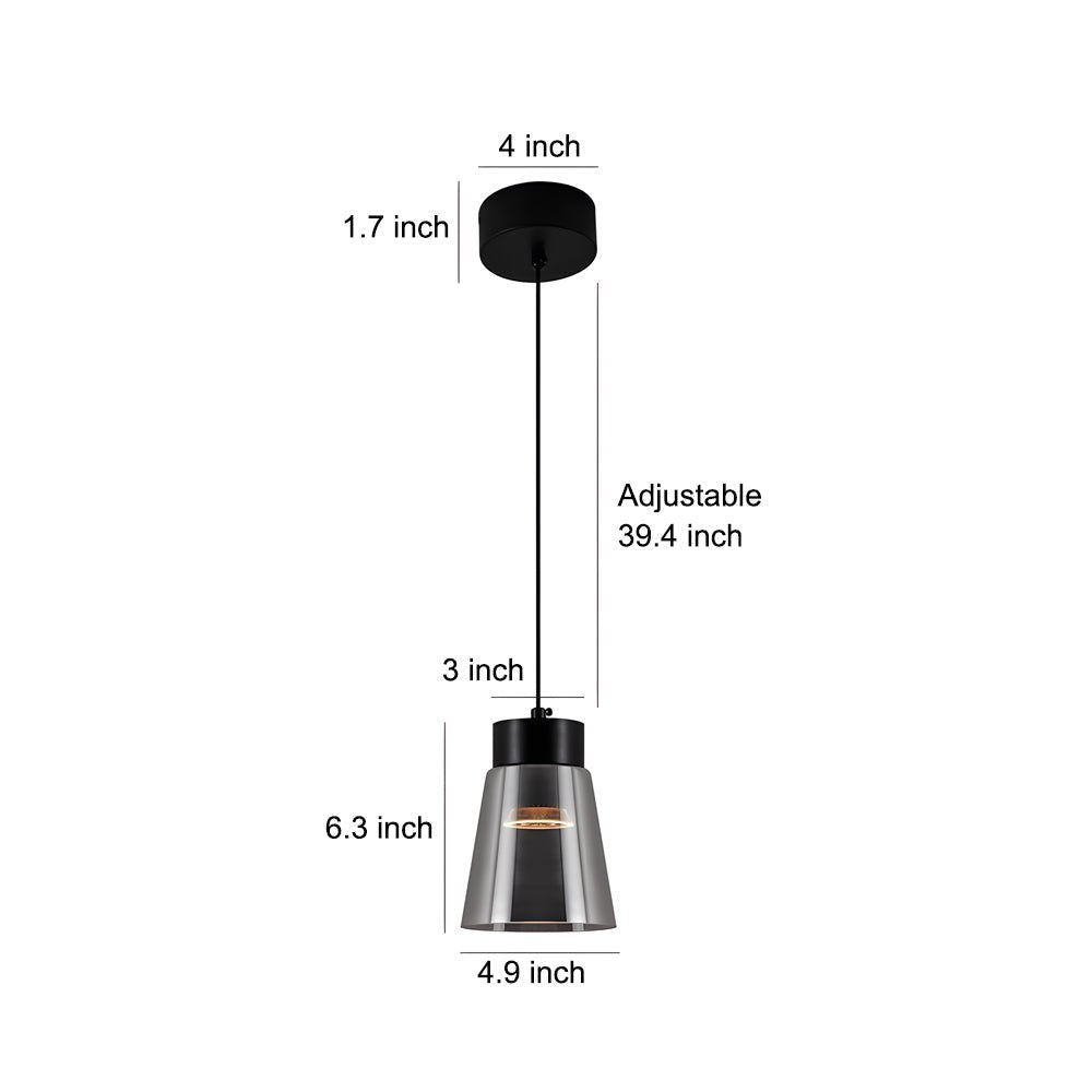 Minimalist Smoke Gray Glass Shade Pendant Light Chandelier
