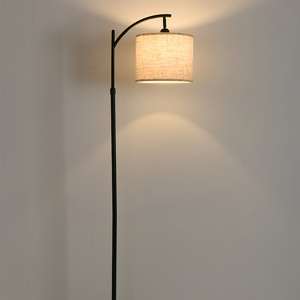 Minimalist Arc Floor Lamp - Fabric Shade Metal Living Room Lighting