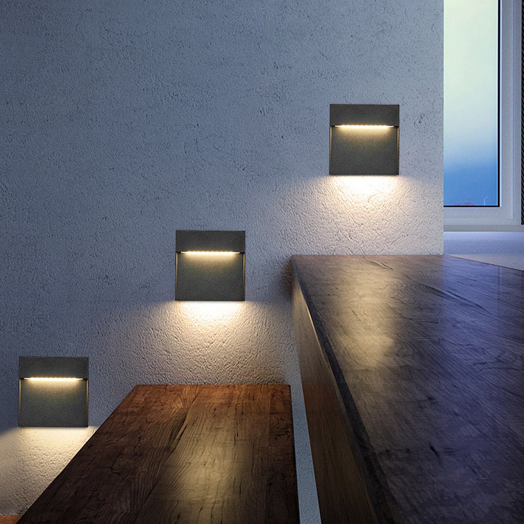 Square Waterproof Outdoor Stair Lights - Minimalist Design for Pathway Illumination