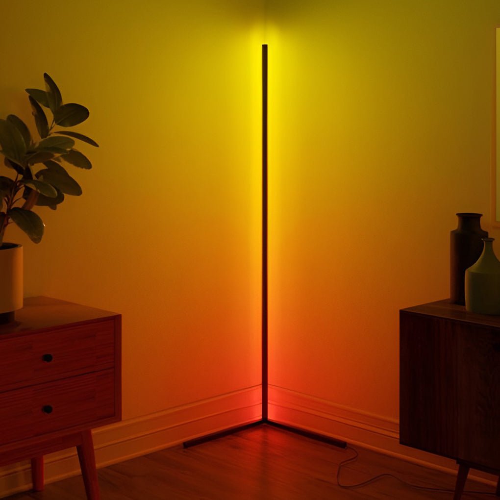 Modern Minimalist RGB Corner Floor Lamp - Black LED Design