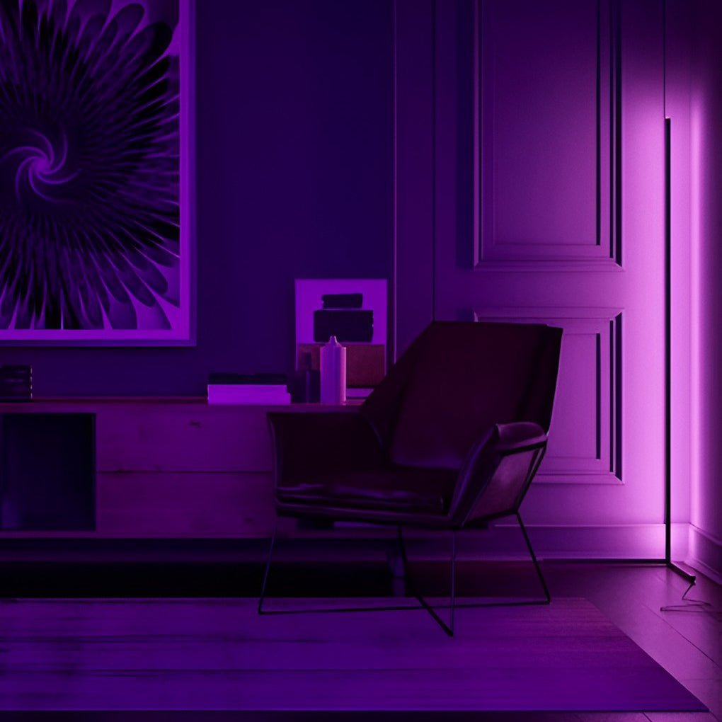 Modern Minimalist RGB Corner Floor Lamp - Black LED Design