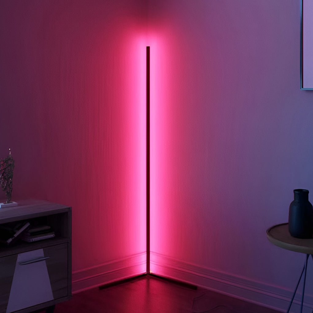 Modern Minimalist RGB Corner Floor Lamp - Black LED Design