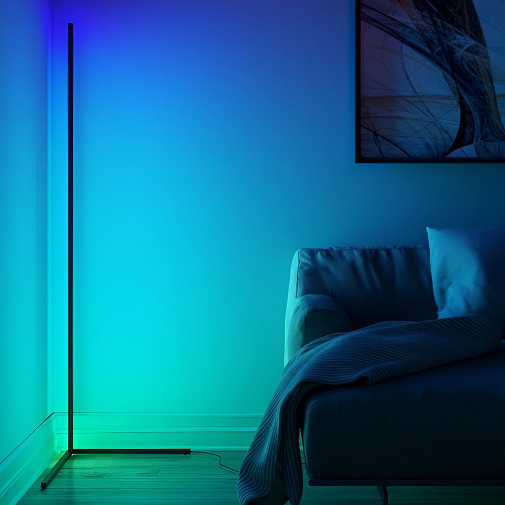 Modern Minimalist RGB Corner Floor Lamp - Black LED Design