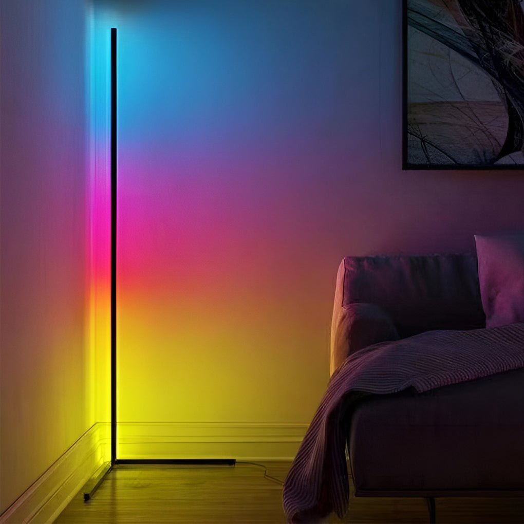 Modern Minimalist RGB Corner Floor Lamp - Black LED Design