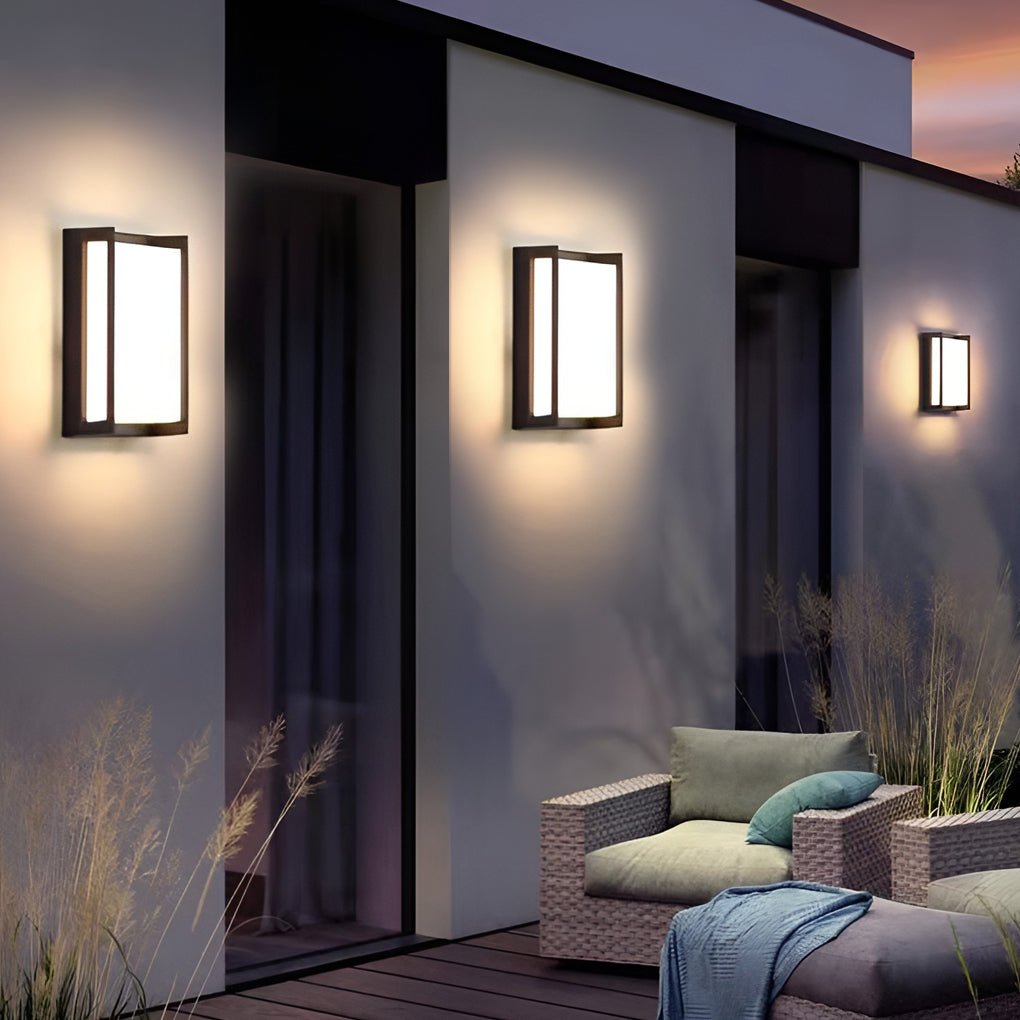 Modern Geometric Black Metal Outdoor Wall Light