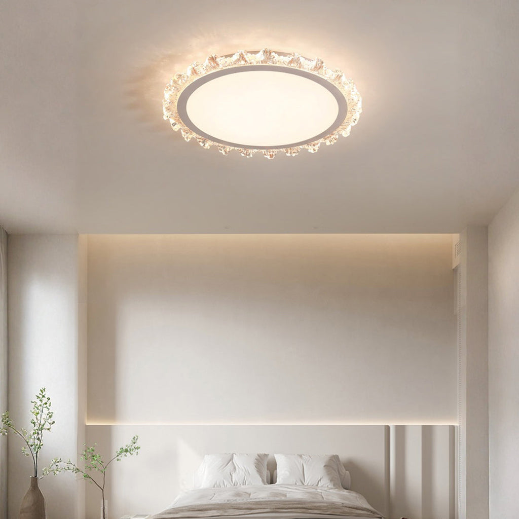 White Round LED Ceiling Light - Ultra-Thin Flush Mount, Full Spectrum Lighting