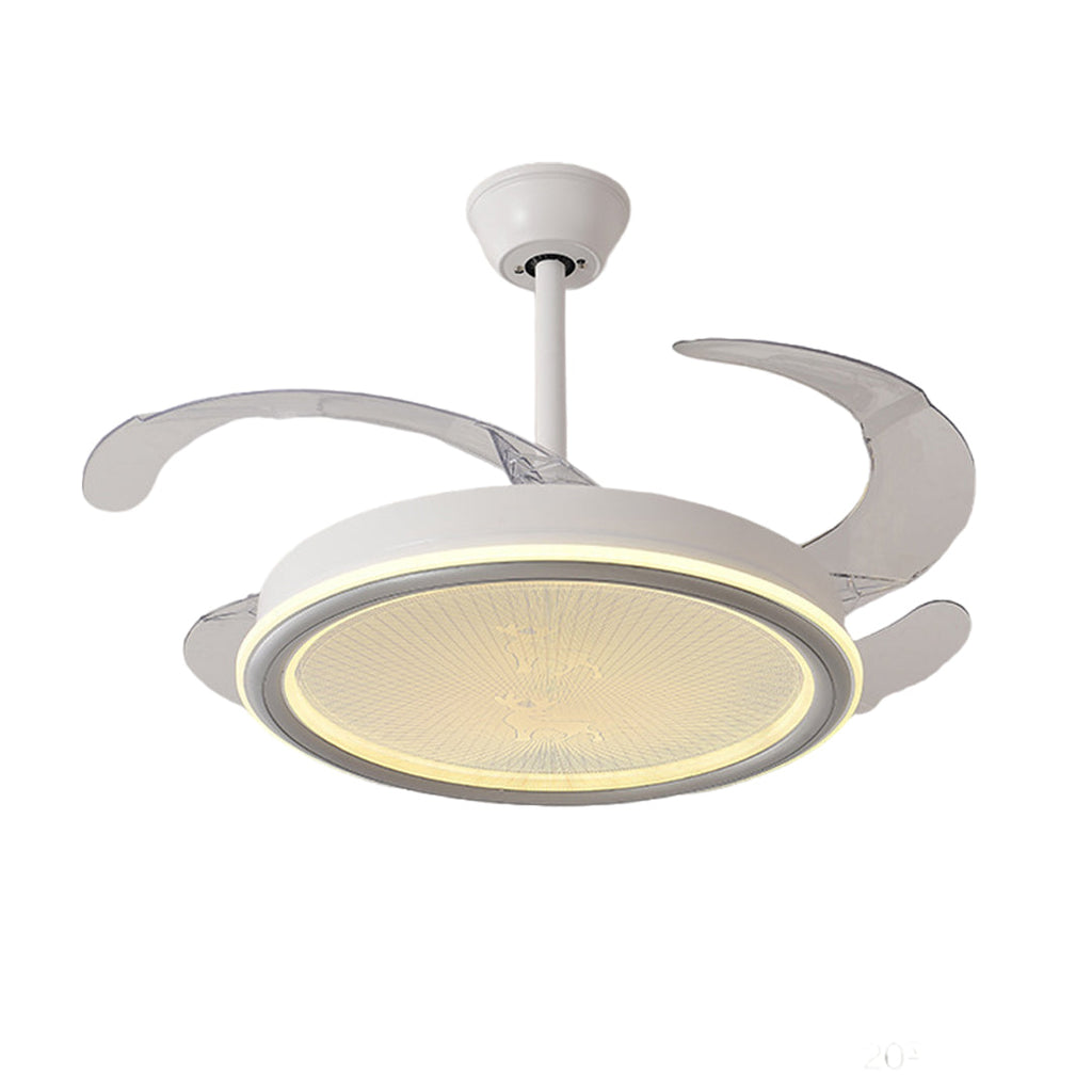 White Ceiling Fan with Light – Nordic Transparent Blade Fixture