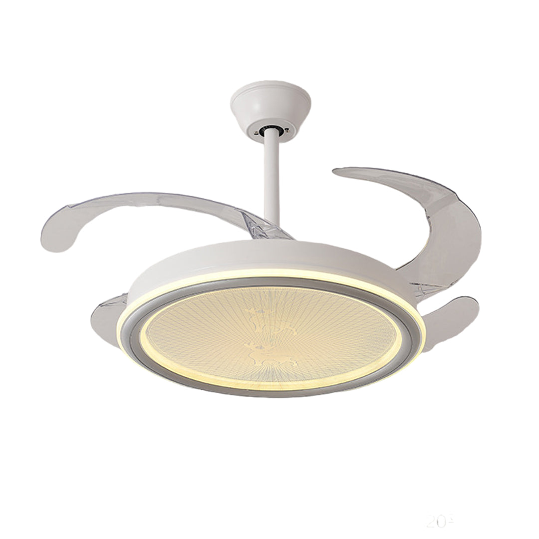 White Ceiling Fan with Light – Nordic Transparent Blade Fixture
