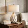 White Ceramic Table Lamp - Luxury Mid-Century Accent Light for Modern Decor
