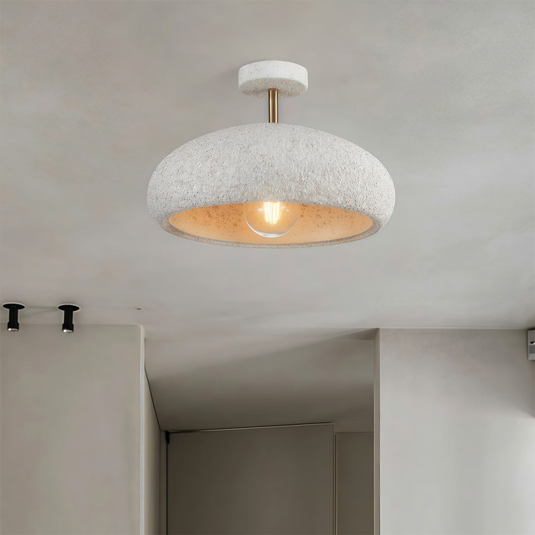 White Wabi-Sabi Semi Flush Ceiling Light - Ambient Lamp for Elegant Spaces