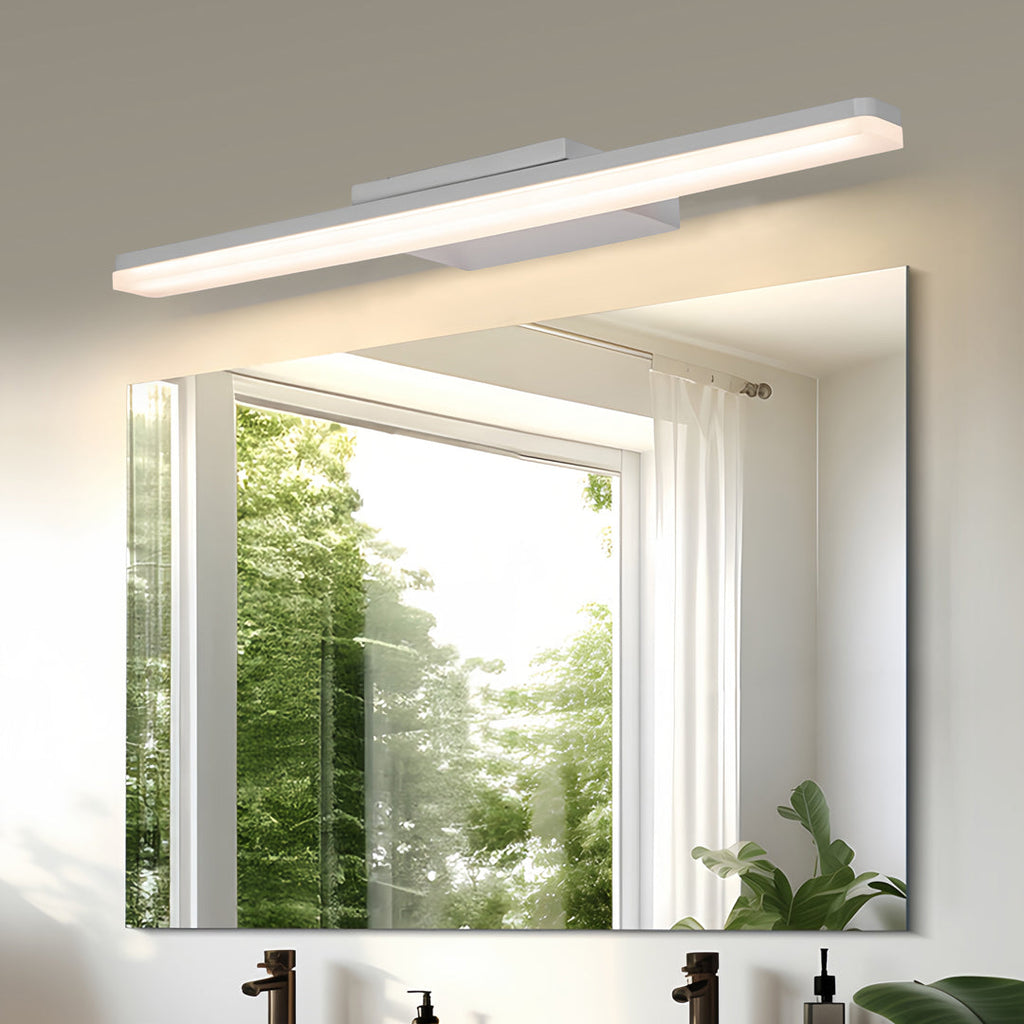 White Bathroom Vanity Light Minimalist Acrylic Contemporary Wall Light Modern Fixture LED Lighting for Home Decor Stylish Illumination for Bathroom Makeup Room Simple Design Energy Efficient Chic Wall Sconce Brightness Adjustable Elegant Lighting Solution
