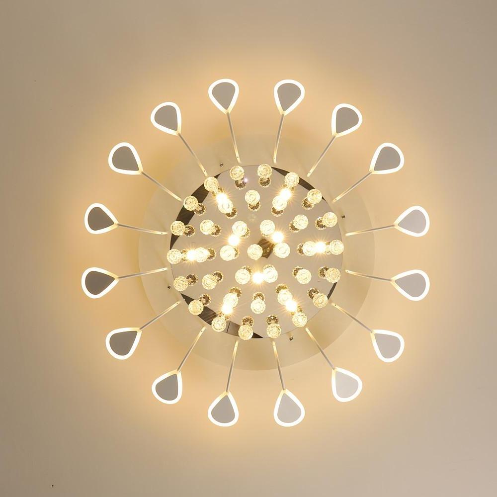 Flower-Shaped Dimmable LED Crystal Ceiling Light - Modern Flush Mount Fixture