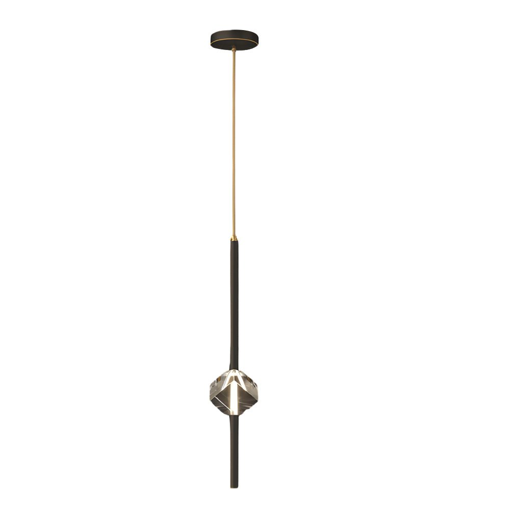 Modern Copper Crystal Pendant Light - 1-Light LED with 3-Step Dimming