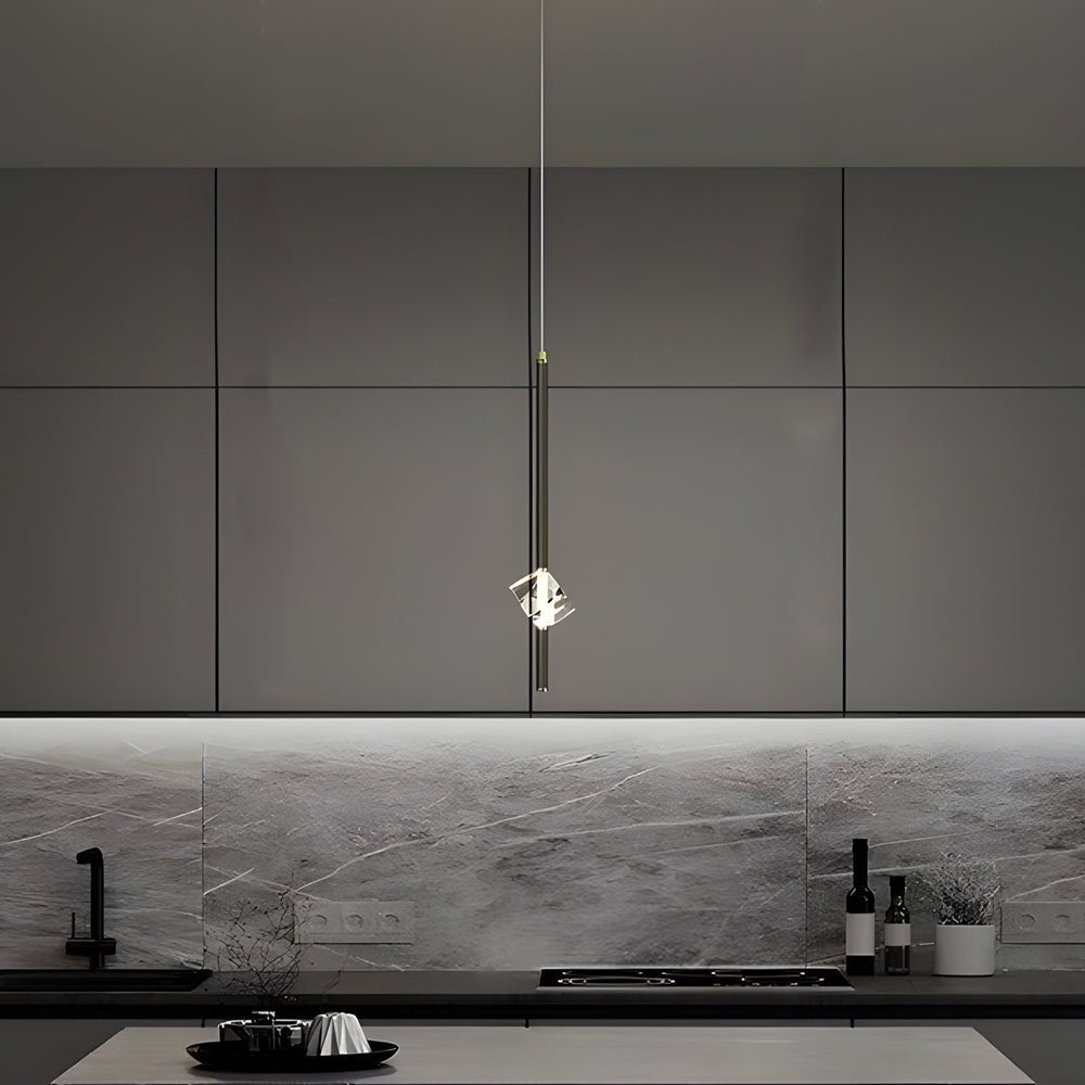 Modern Copper Crystal Pendant Light - 1-Light LED with 3-Step Dimming